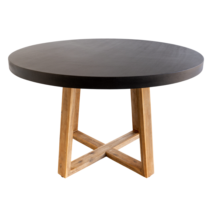1.2m Alta Elkstone Round Dining Table – Ebony Black with Light Honey Legs