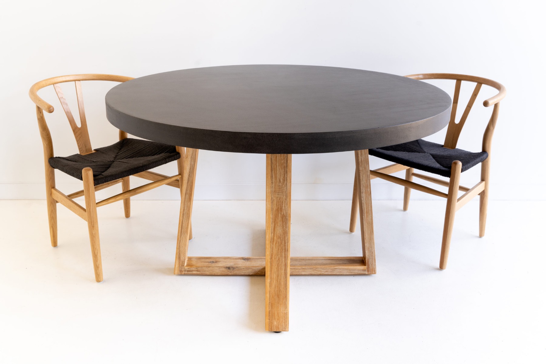 1.2m Alta Elkstone Round Dining Table – Ebony Black with Light Honey Legs - Image 9