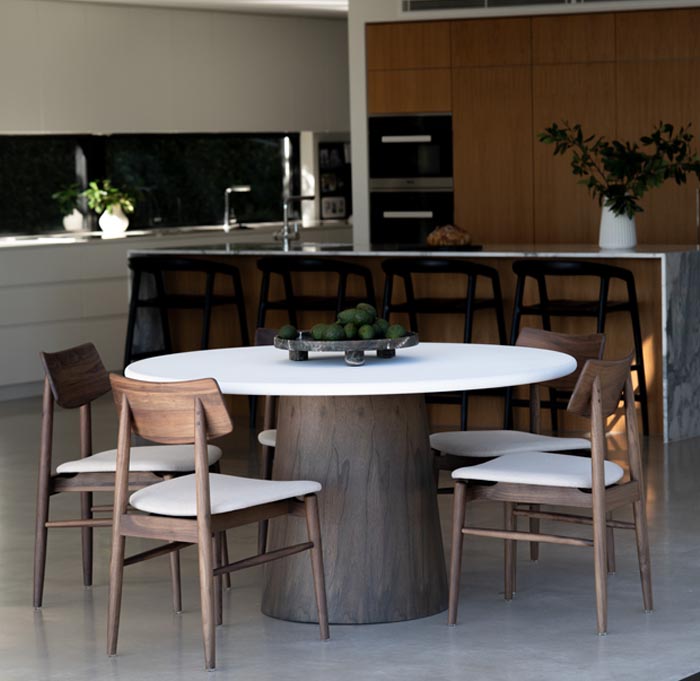 Harlow Dining Table Walnut Base, Width 140cm x Depth 140cm x Height 76cm
