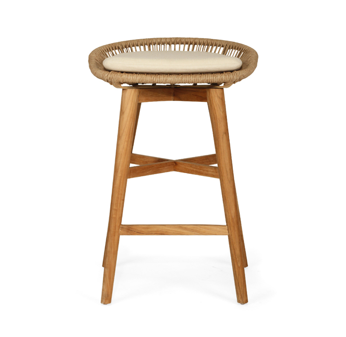 Taylor Backless Counter Stool Indoor/Outdoor Natural, Width 51cm x Depth 52cm x Height 76cm