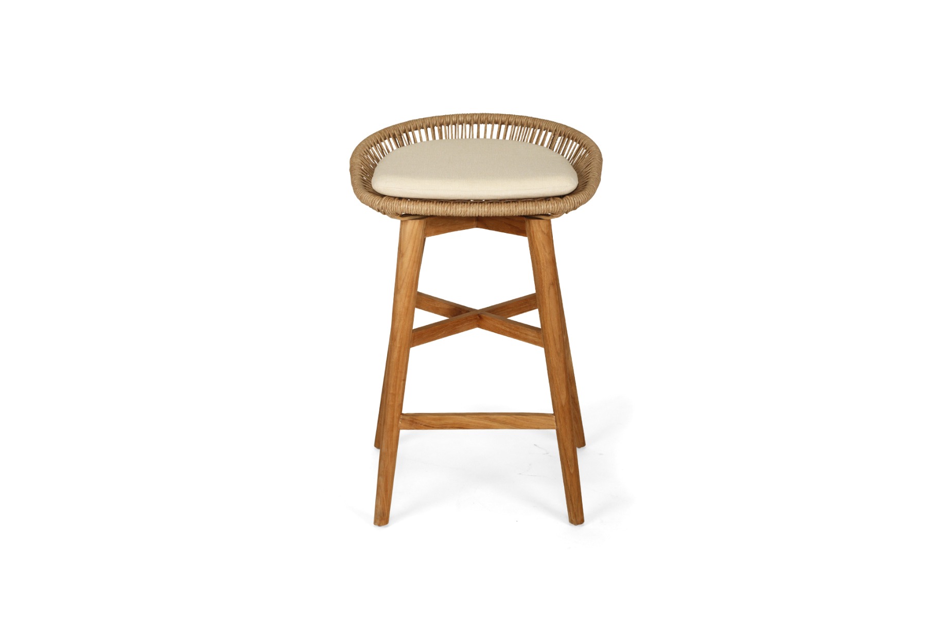Taylor Backless Counter Stool Indoor/Outdoor Natural, Width 51cm x Depth 52cm x Height 76cm - Image 7