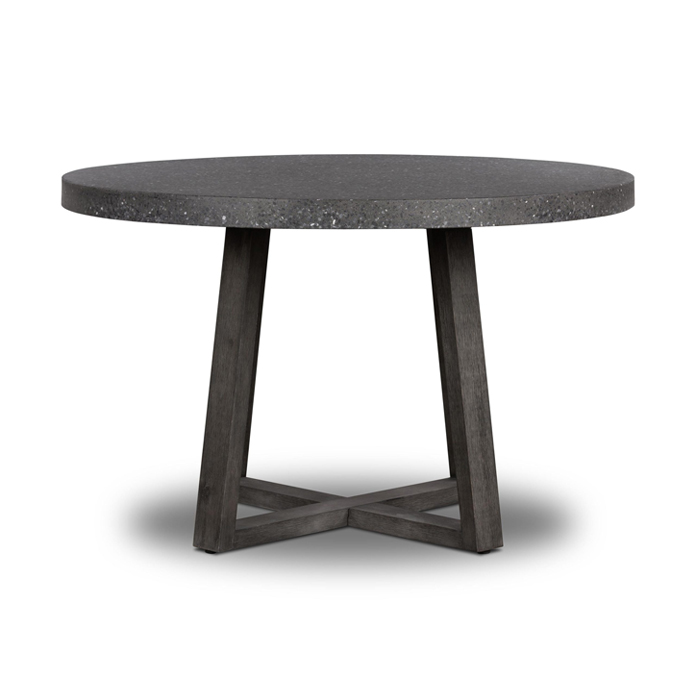 1.2m eTerrazzo Elkstone Round Dining Table – Apollo Black with Black Wash Legs