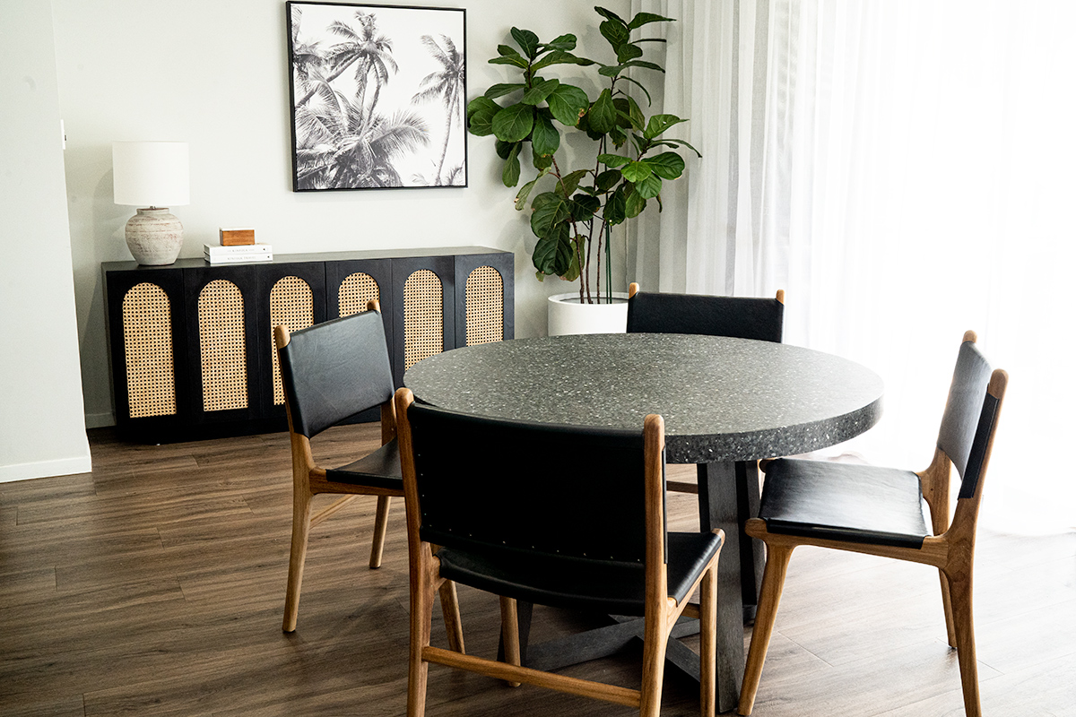 1.2m eTerrazzo Elkstone Round Dining Table – Apollo Black with Black Wash Legs - Image 2