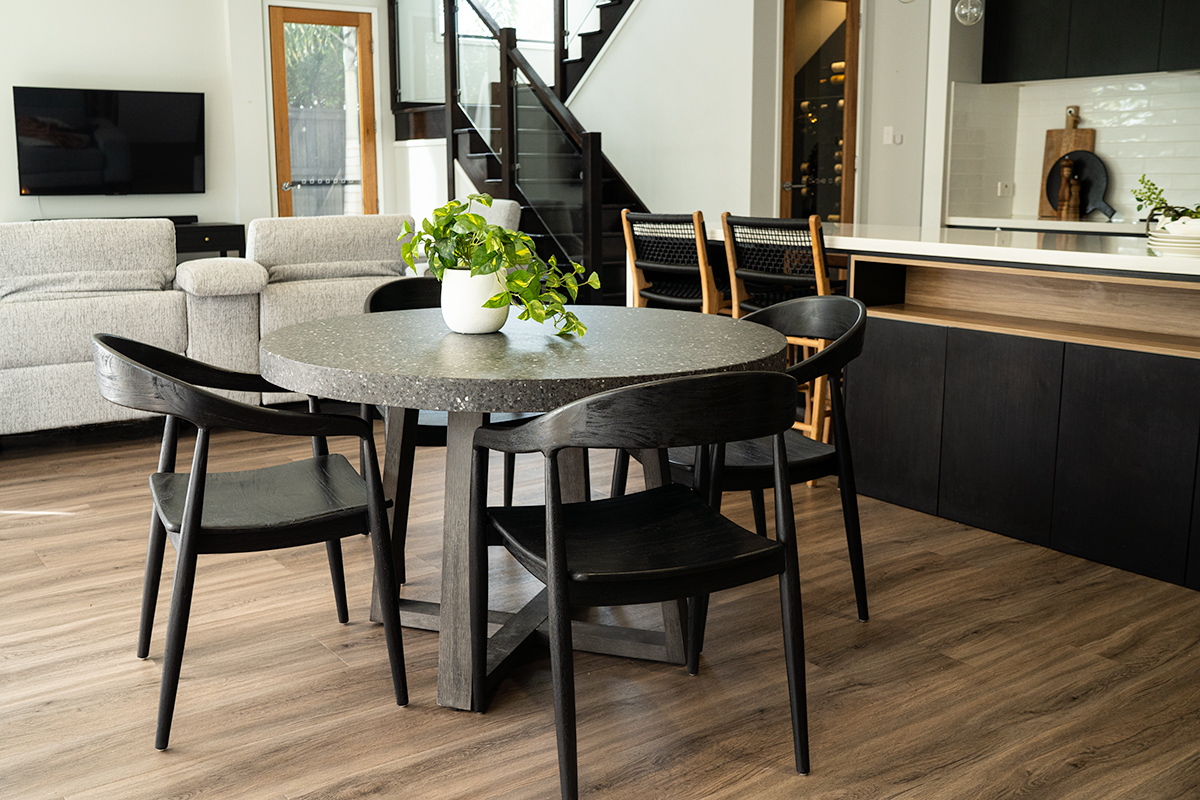 1.2m eTerrazzo Elkstone Round Dining Table – Apollo Black with Black Wash Legs - Image 3