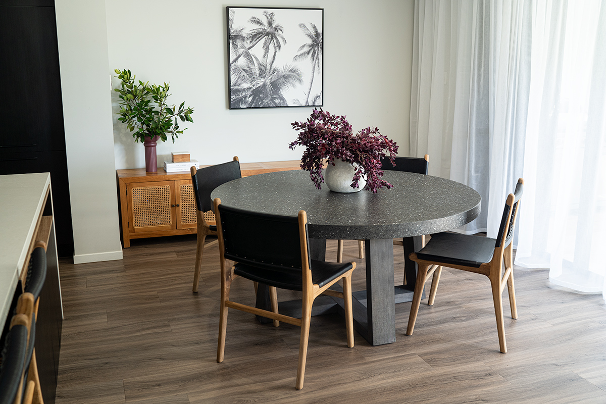 1.2m eTerrazzo Elkstone Round Dining Table – Apollo Black with Black Wash Legs - Image 5