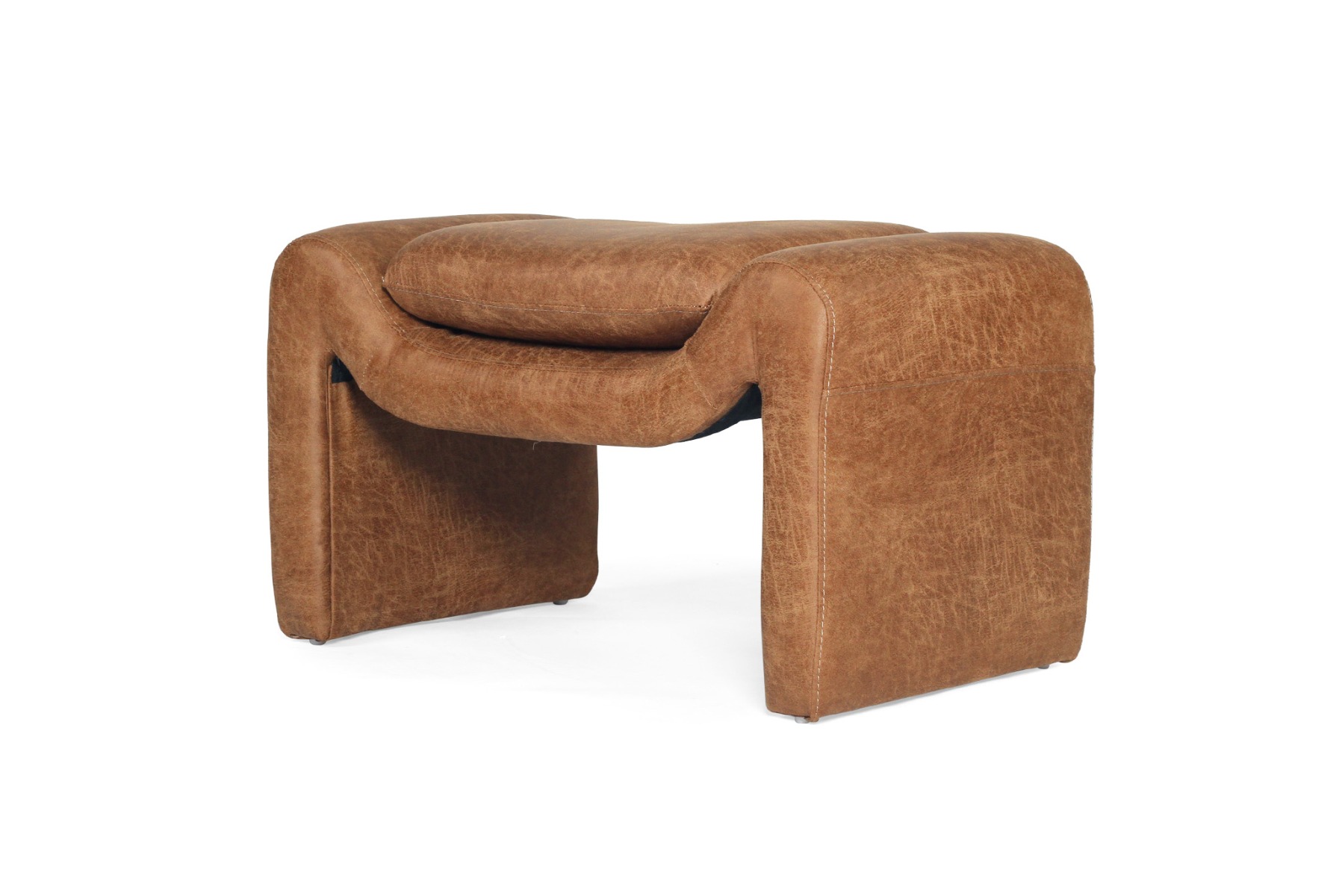 Freja Ottoman Cognac Leather, W 78cm x D 45cm x H 50cm - Image 7