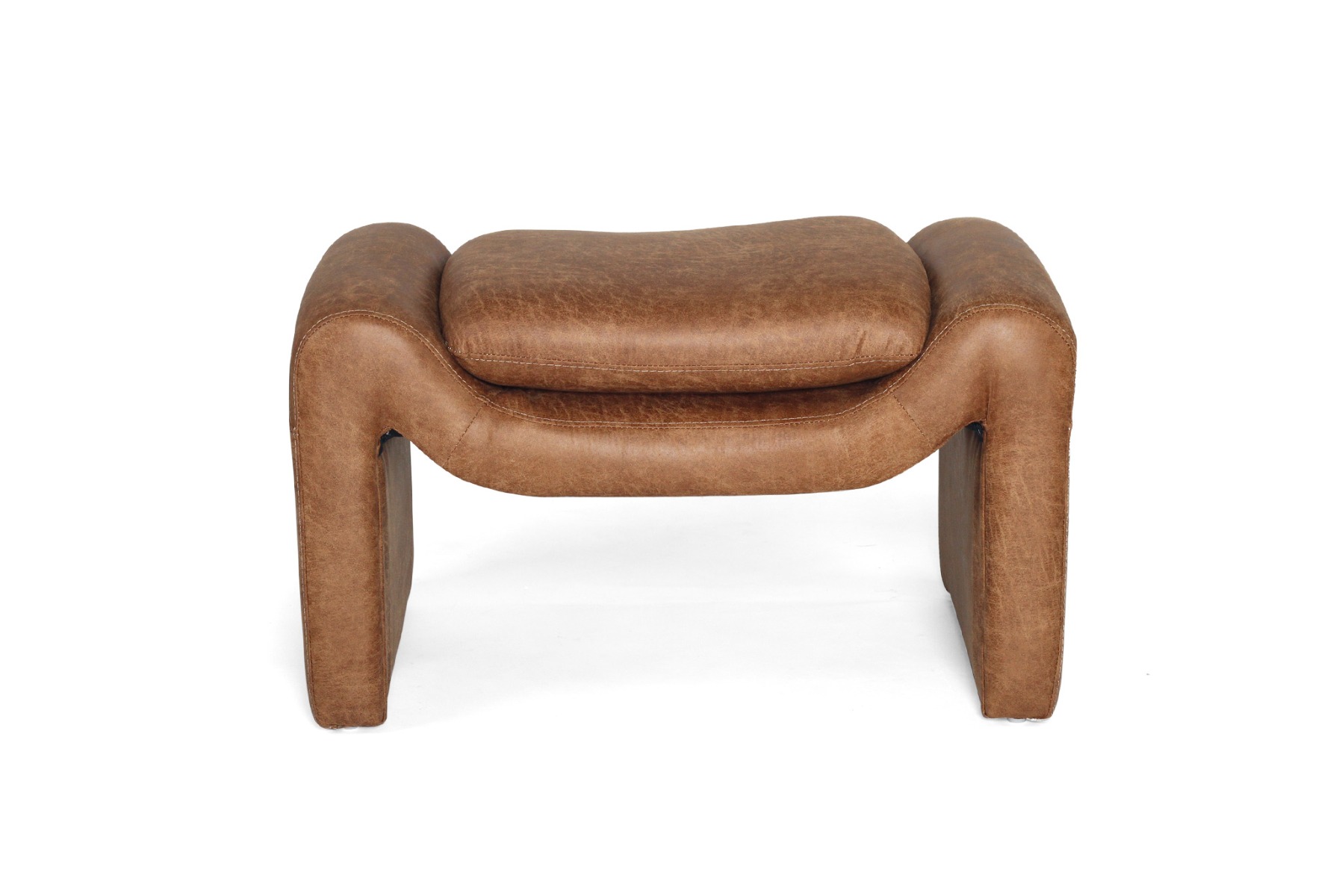 Freja Ottoman Cognac Leather, W 78cm x D 45cm x H 50cm - Image 8