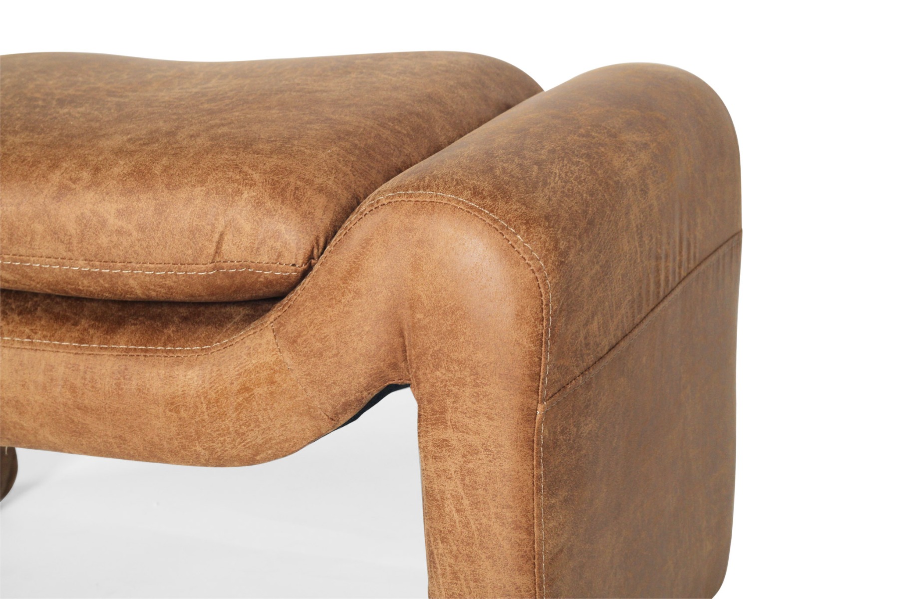 Freja Ottoman Cognac Leather, W 78cm x D 45cm x H 50cm - Image 9