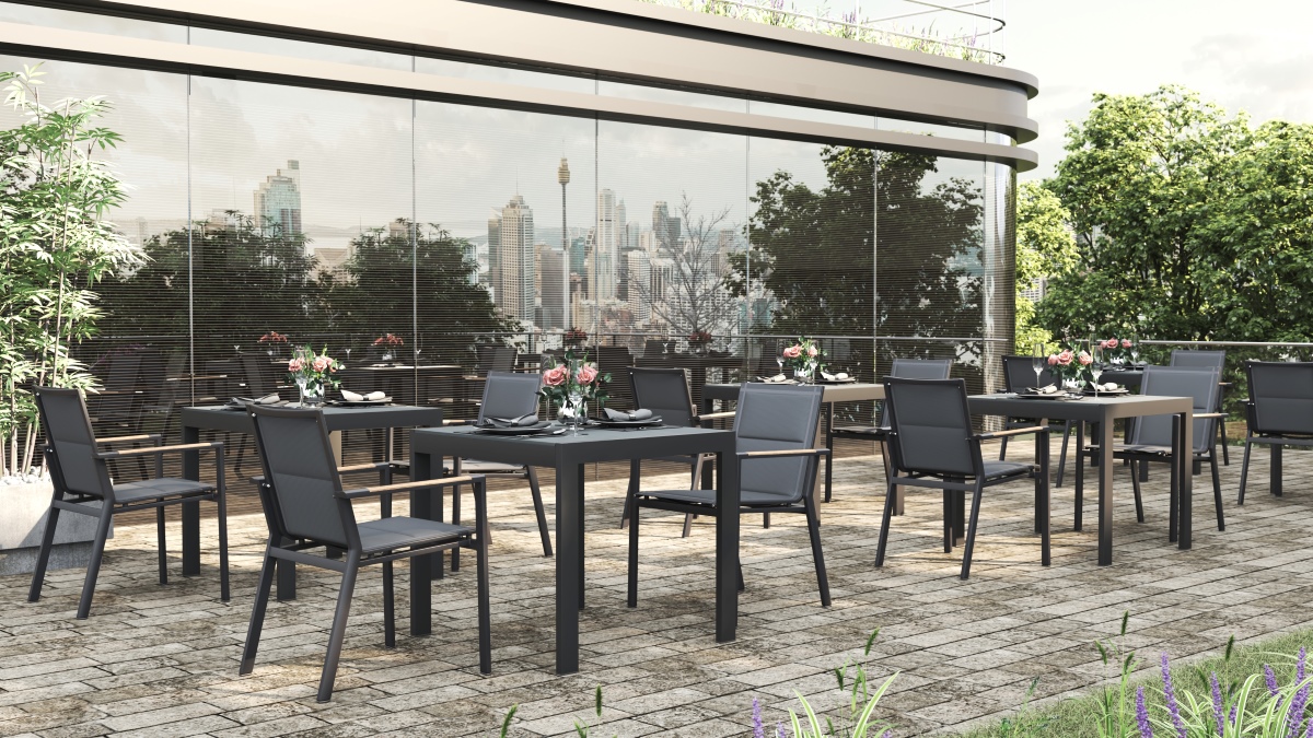 Roberto Outdoor Dining Table Asteroid Black (Charcoal), L 80cm x W 86cm x H 76cm - Image 9