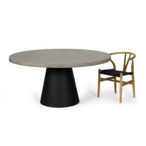 wp-image-tigress-62922.png 1.2m Avalon Elkstone Round Dining Table – Speckled Grey with Black Powder Coated Cone Base