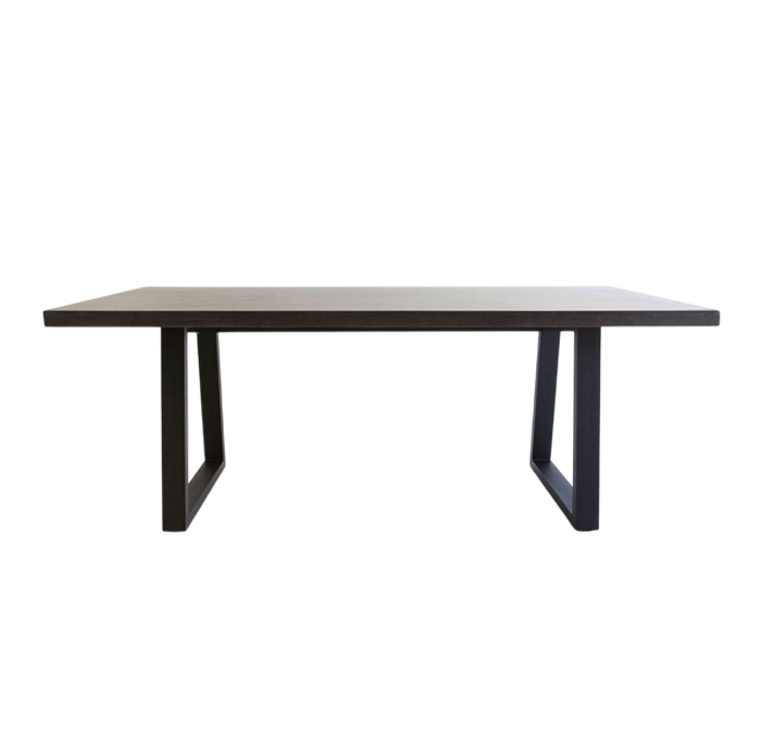 1.8m Sierra Elkstone Rectangular Dining Table – Ebony Black with Black Powder Coated Legs