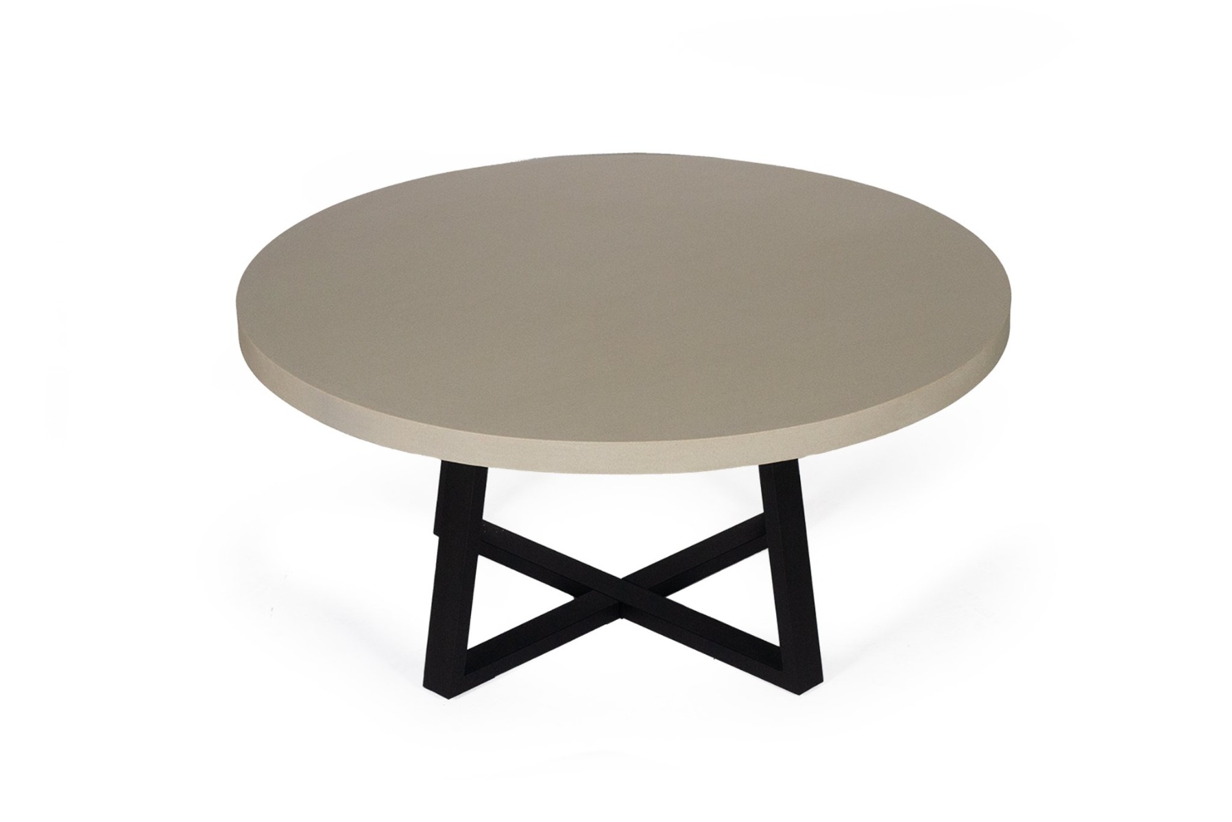 1.6m Alta Elkstone Round Dining Table – Beige with Black Powder Coated Legs
