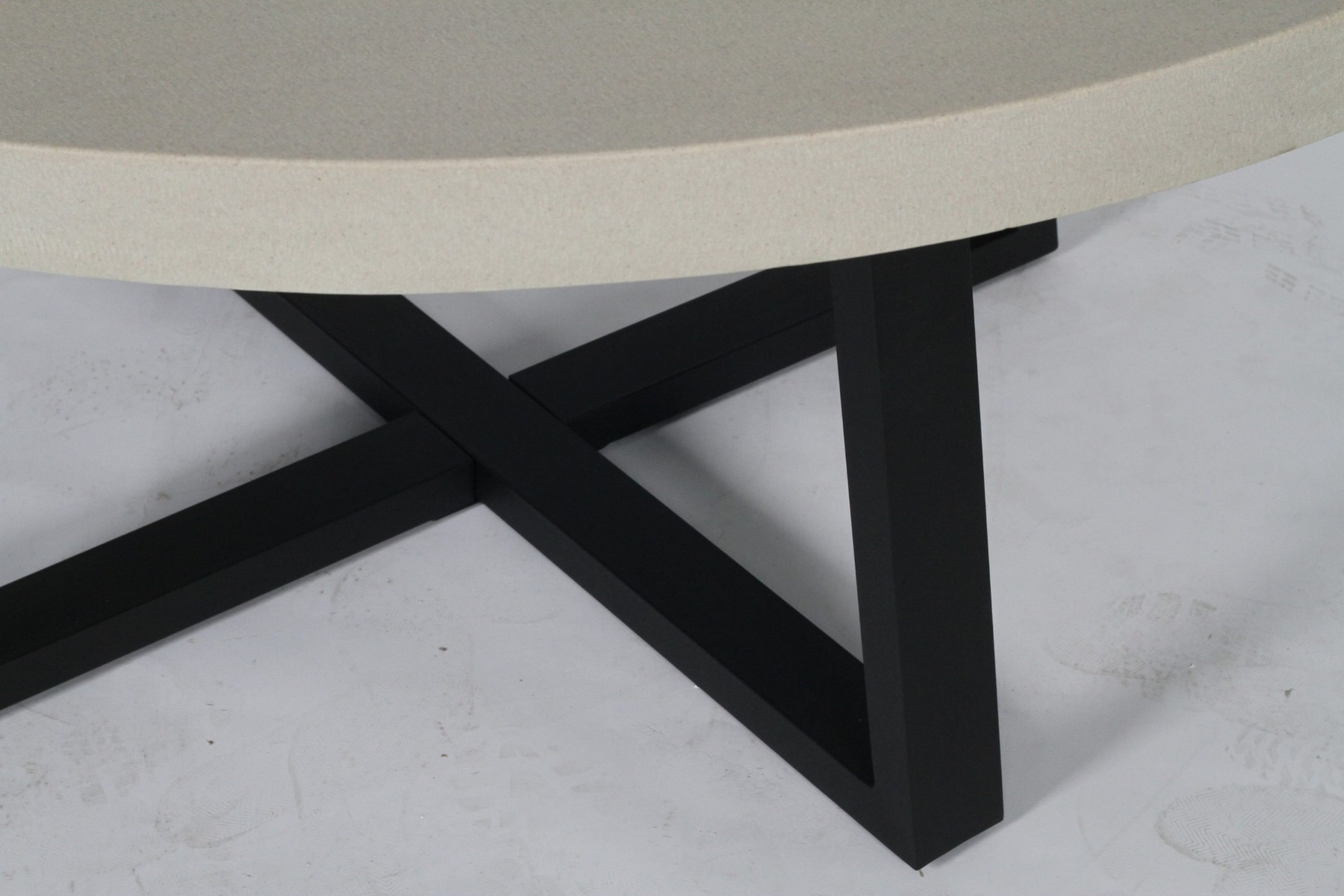 1.6m Alta Elkstone Round Dining Table – Beige with Black Powder Coated Legs - Image 7