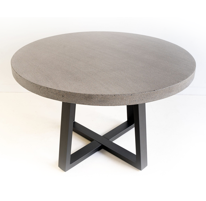 1.2m Alta Elkstone Round Dining Table – Speckled Grey with Black Powder Coated Legs