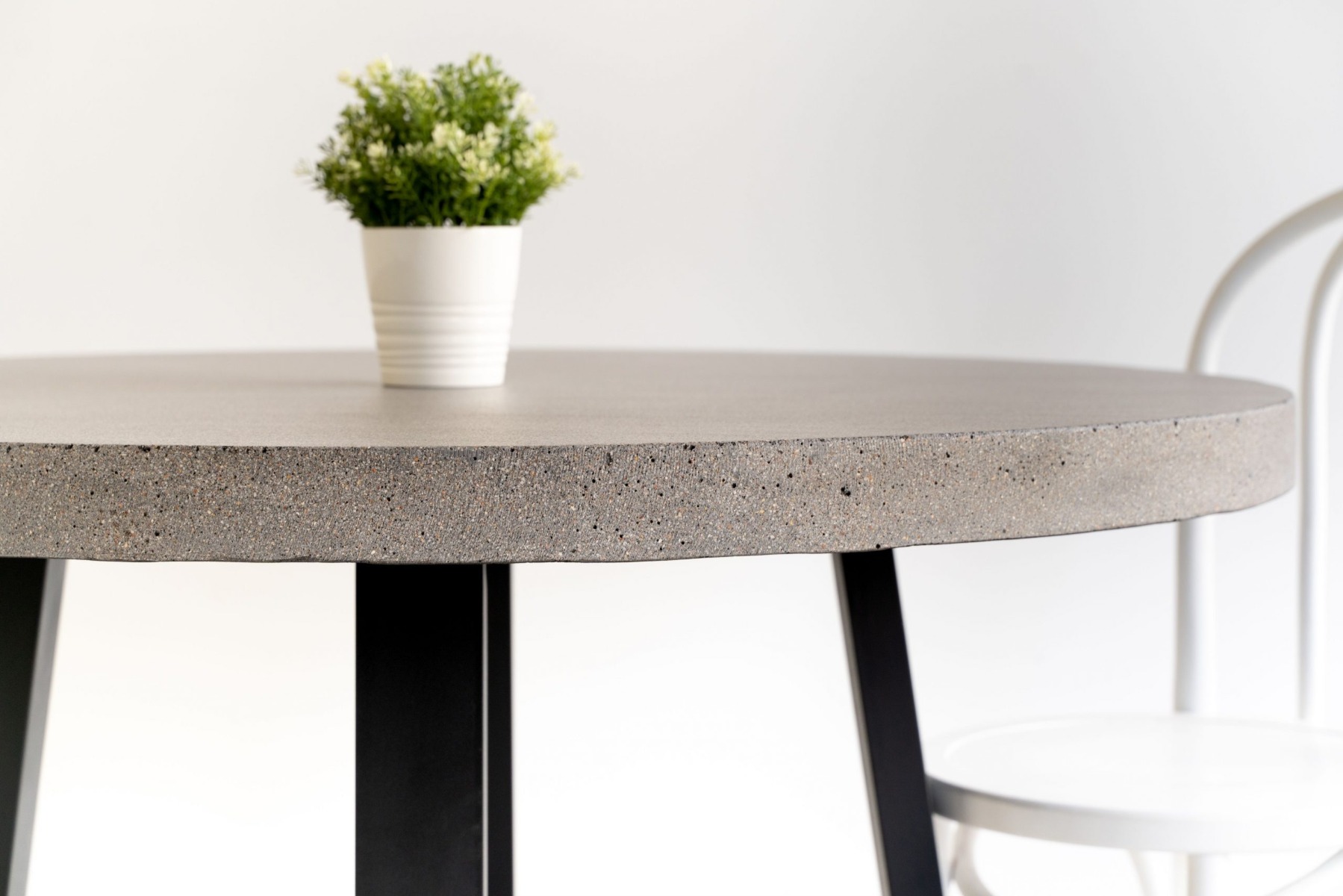 1.2m Alta Elkstone Round Dining Table – Speckled Grey with Black Powder Coated Legs - Image 8