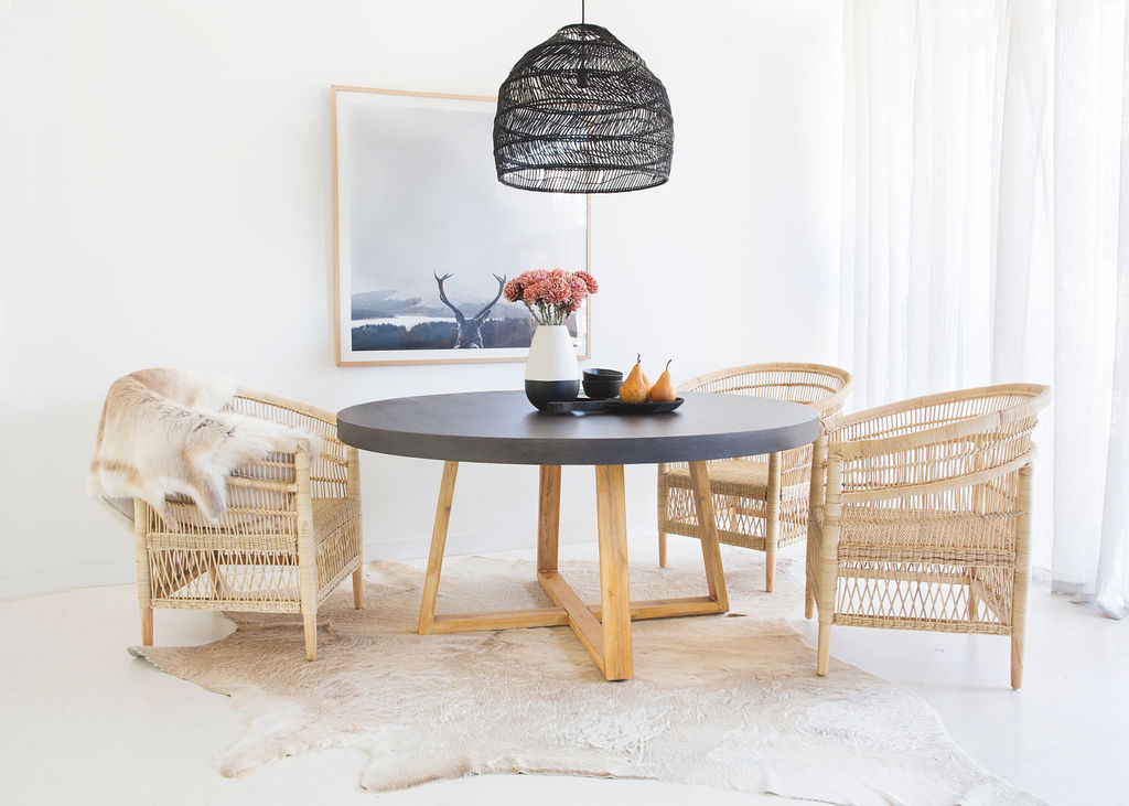 1.6m Alta Elkstone Round Dining Table – Ebony Black with Light Honey Legs - Image 5