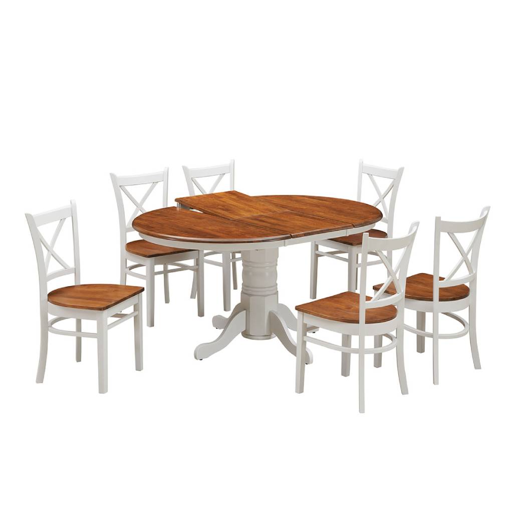 "Hope Island" Hamptons Style 7 Piece Timber Dining Setting Extension Table & 6 White Chairs (RRP $2499) - Image 2