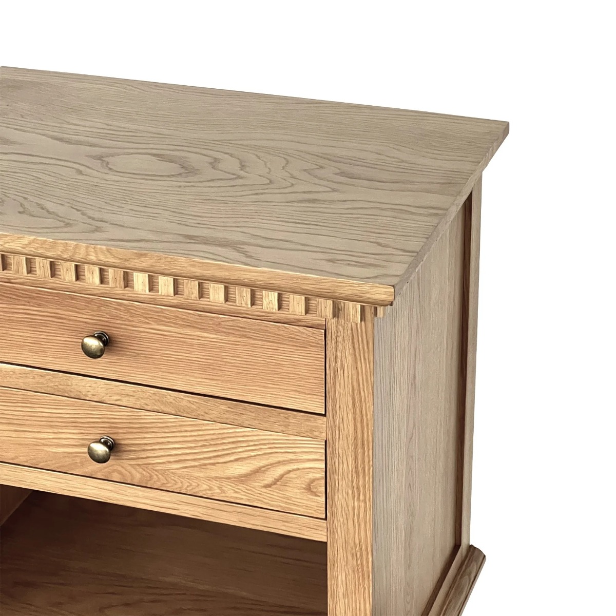 "Maison" Hamptons Style Solid Timber 2 Drawer Bedside Table, Natural Oak 60cmW x 43cmD x 72cmH (RRP $999) - Image 2