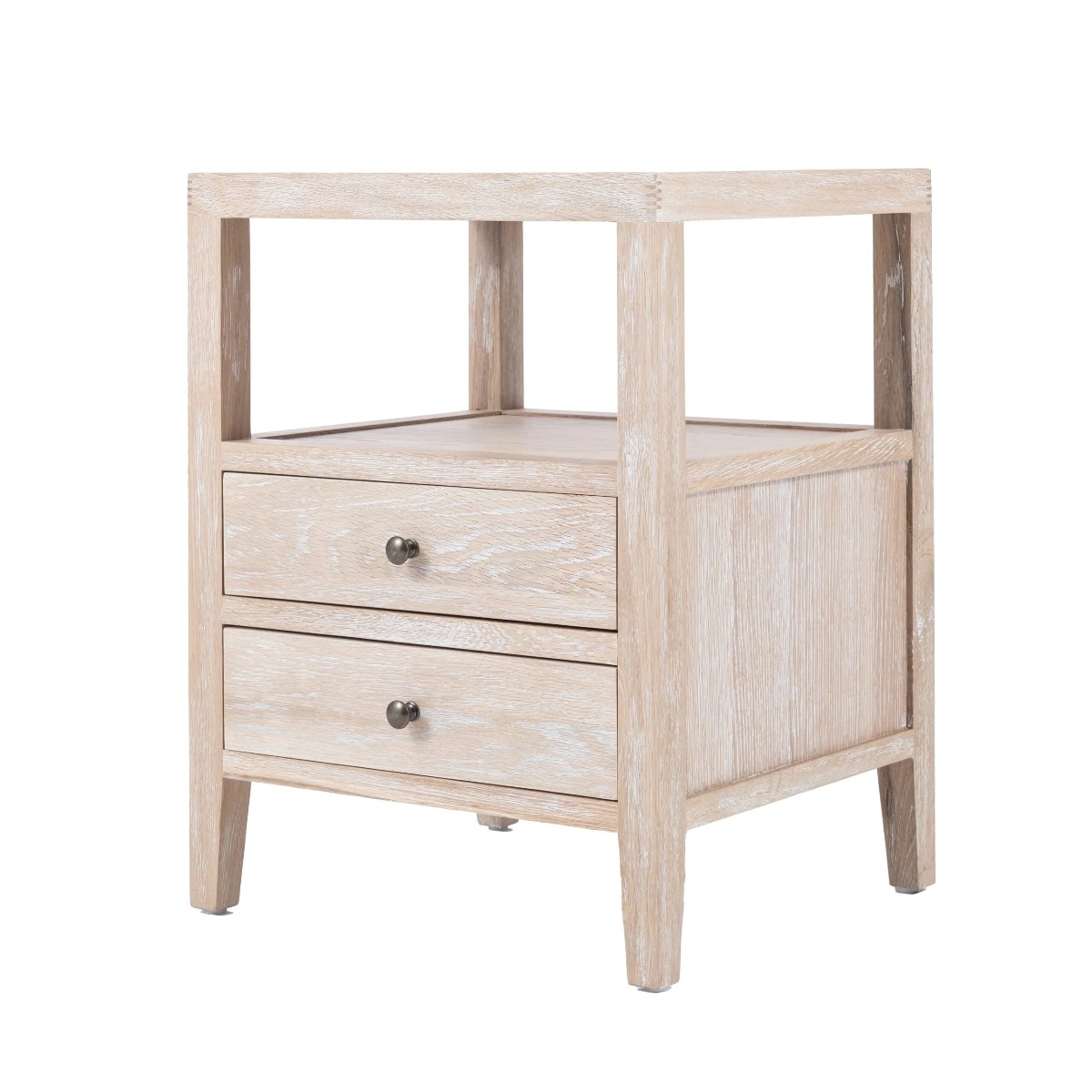 "Hayman" Resort Style Solid Timber Side Table, Whitewashed Oak 50cm x 45cm x 65cmH (RRP $799) - Image 2