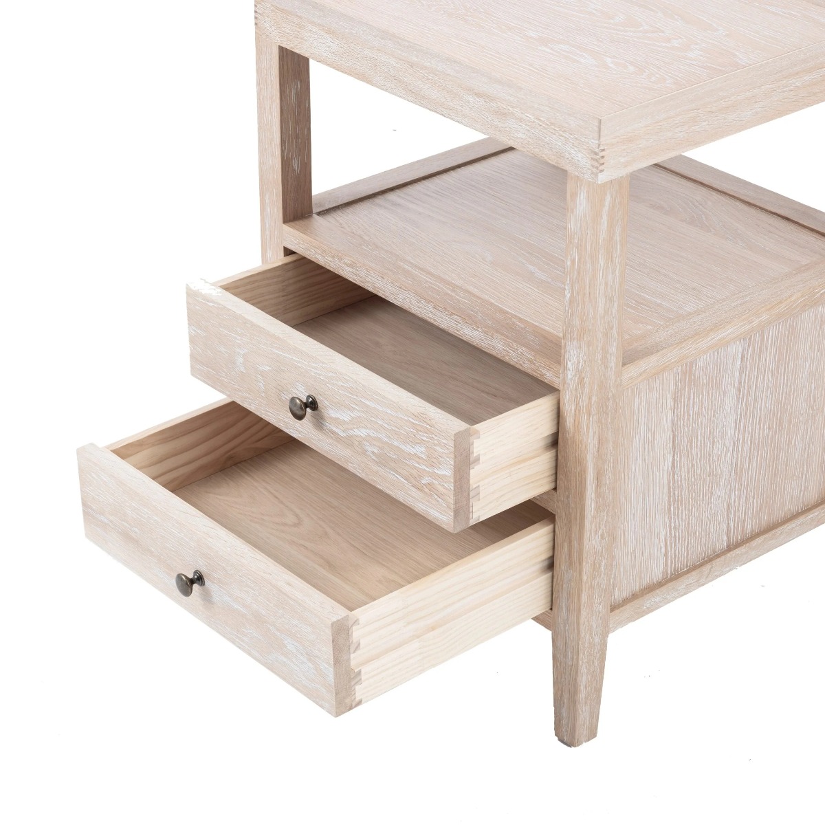"Hayman" Resort Style Solid Timber Side Table, Whitewashed Oak 50cm x 45cm x 65cmH (RRP $799) - Image 3