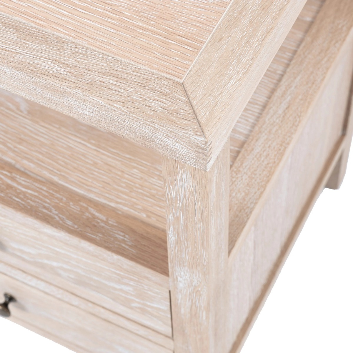 "Hayman" Resort Style Solid Timber Side Table, Whitewashed Oak 50cm x 45cm x 65cmH (RRP $799) - Image 5