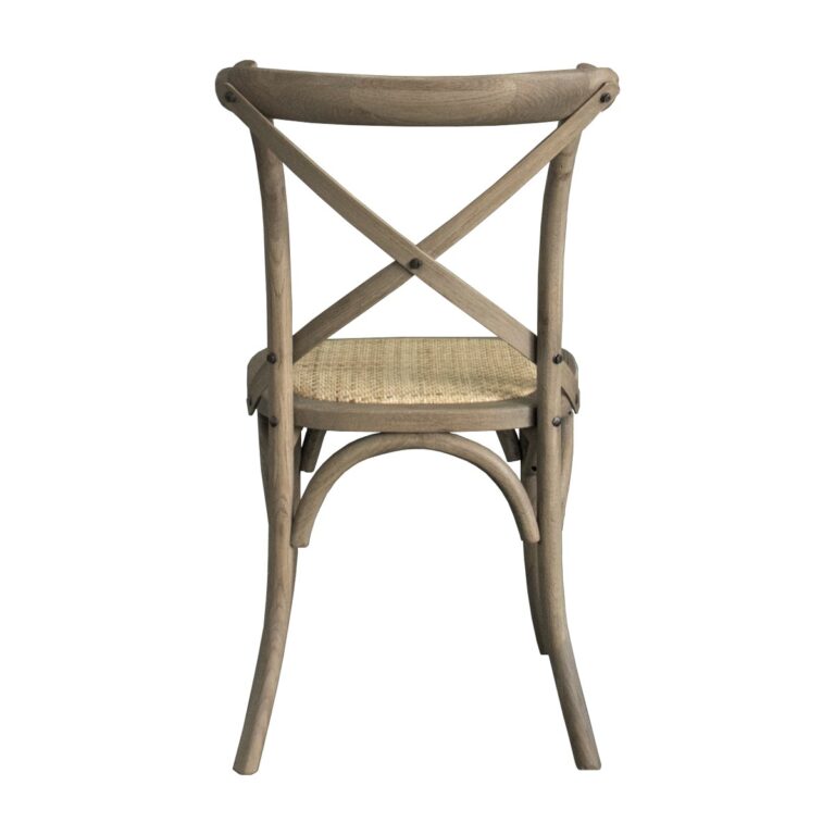 "Paris" Hamptons Style Oak Timber Dining Chair Cross Back Weathered Oak with Rattan Seat (RRP $349) - Image 3