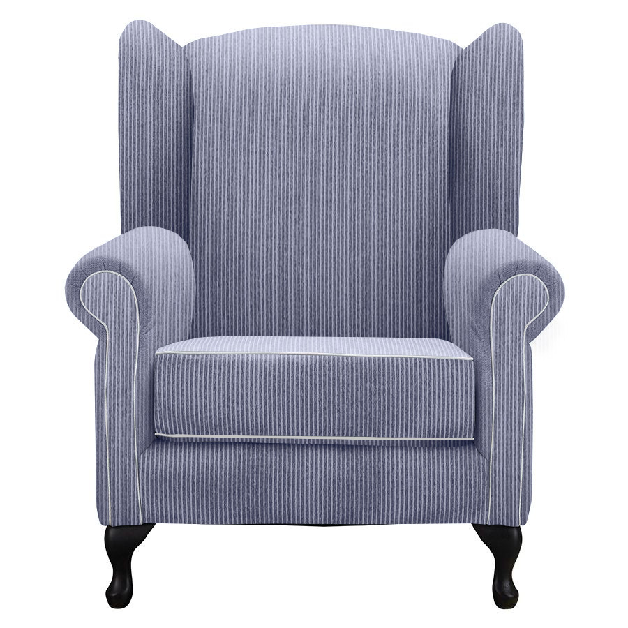 "Aerin" Australian Made Hampton Style Occasional Wing Fabric Armchair Memory Foam, Mello Bay Royal (RRP $2499)