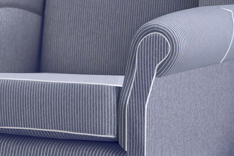 "Aerin" Australian Made Hampton Style Occasional Wing Fabric Armchair Memory Foam, Mello Bay Royal (RRP $2499) - Image 4