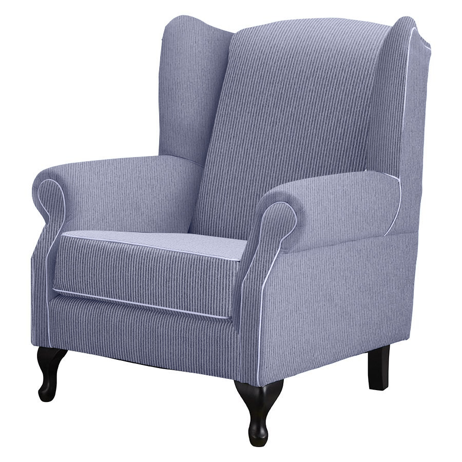 "Aerin" Australian Made Hampton Style Occasional Wing Fabric Armchair Memory Foam, Mello Bay Royal (RRP $2499) - Image 2