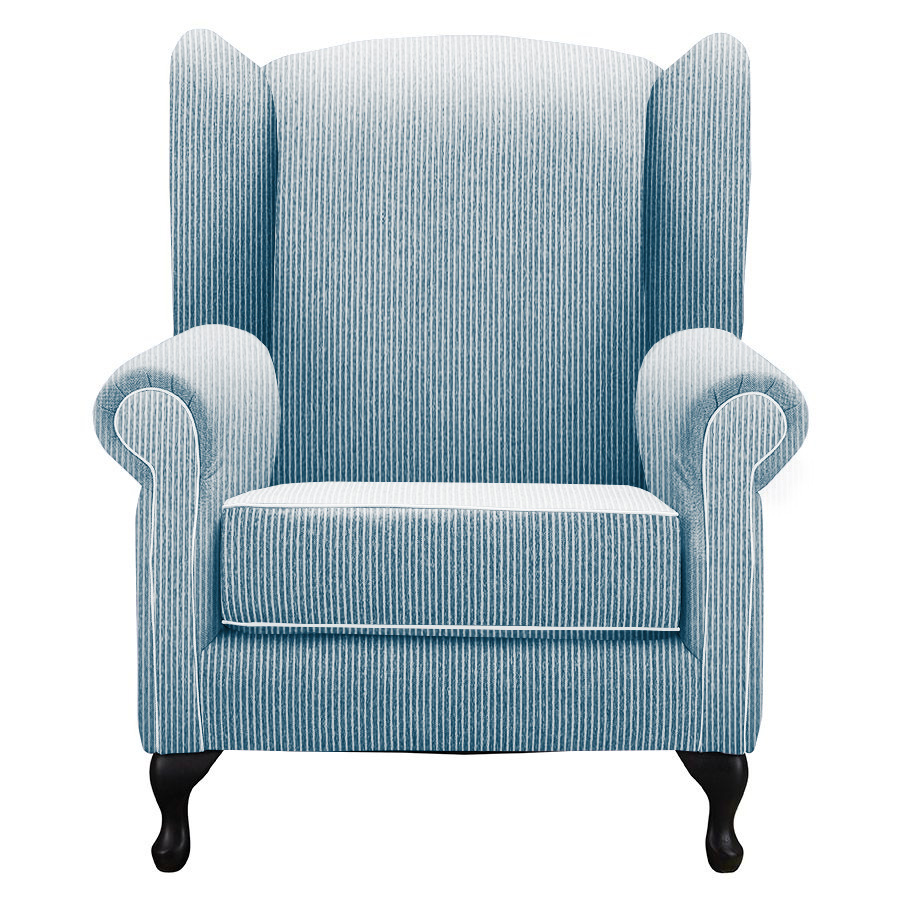 "Aerin" Australian Made Hampton Style Occasional Wing Fabric Armchair Memory Foam, Mello Bay Cameo (RRP $2499)