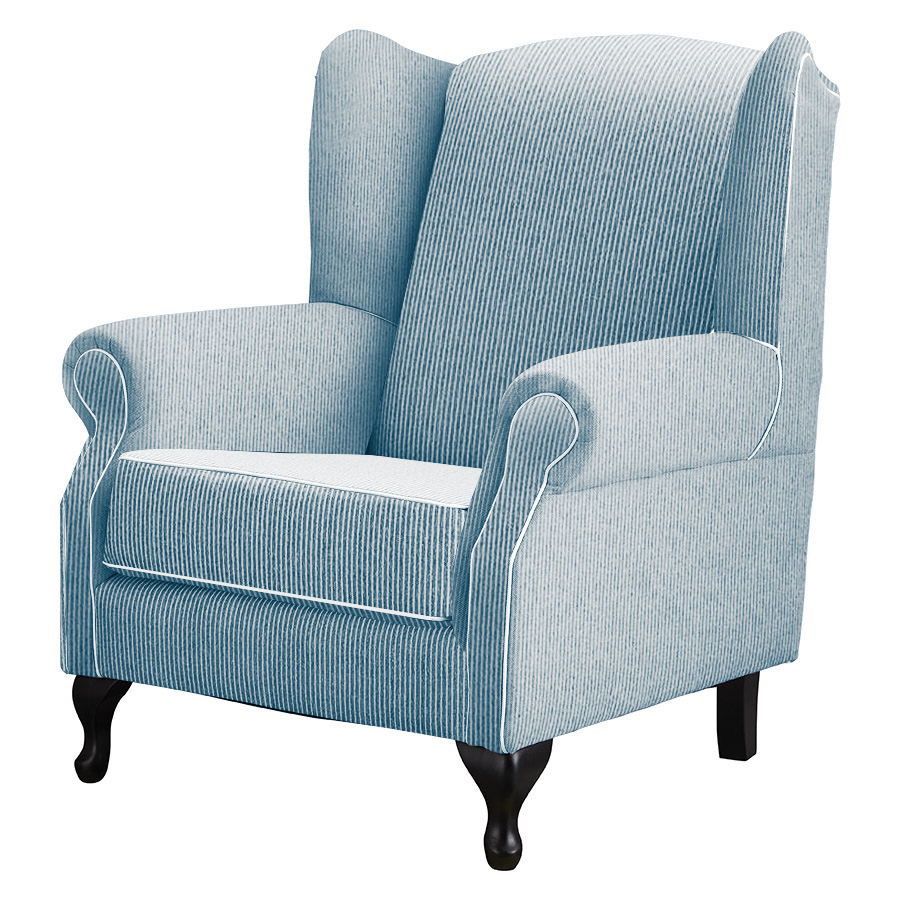 "Aerin" Australian Made Hampton Style Occasional Wing Fabric Armchair Memory Foam, Mello Bay Cameo (RRP $2499) - Image 2
