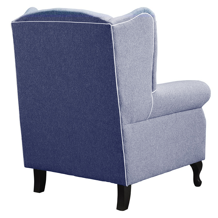 "Aerin" Australian Made Hampton Style Occasional Wing Fabric Armchair Memory Foam, Maine Royal (RRP $2499) - Image 3