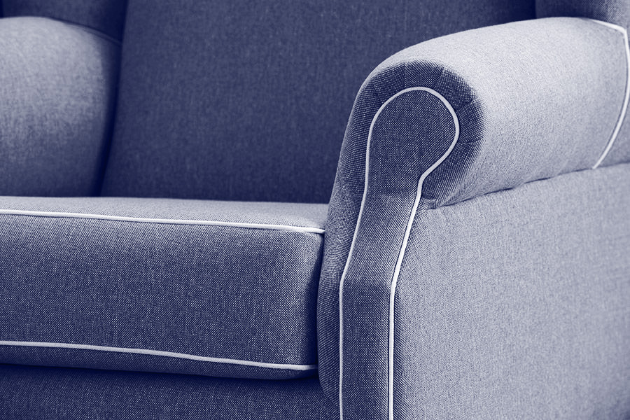 "Aerin" Australian Made Hampton Style Occasional Wing Fabric Armchair Memory Foam, Maine Royal (RRP $2499) - Image 4