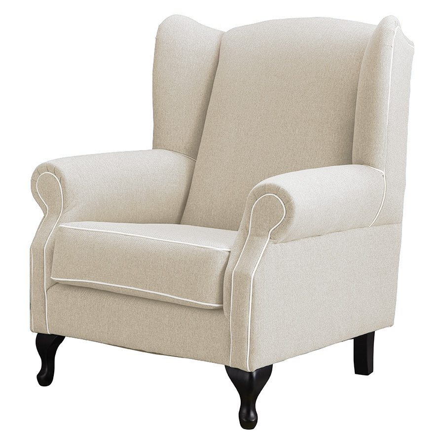 "Aerin" Australian Made Hampton Style Occasional Wing Fabric Armchair Memory Foam, Maine Beige (RRP $2499) - Image 2