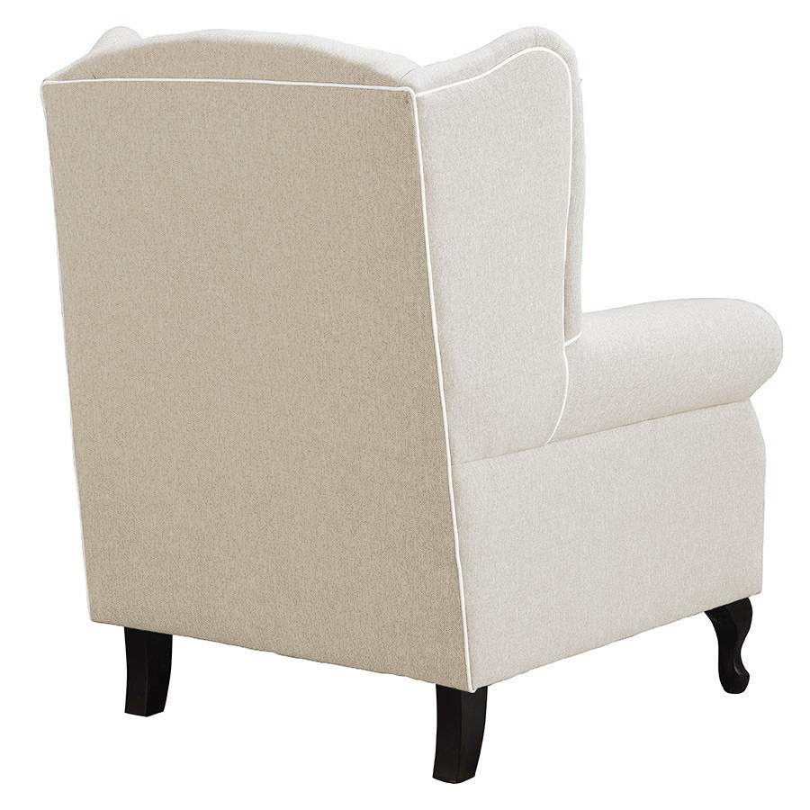 "Aerin" Australian Made Hampton Style Occasional Wing Fabric Armchair Memory Foam, Maine Beige (RRP $2499) - Image 3