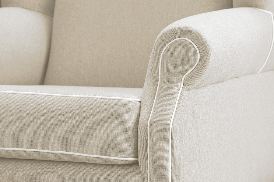 "Aerin" Australian Made Hampton Style Occasional Wing Fabric Armchair Memory Foam, Maine Beige (RRP $2499) - Image 4