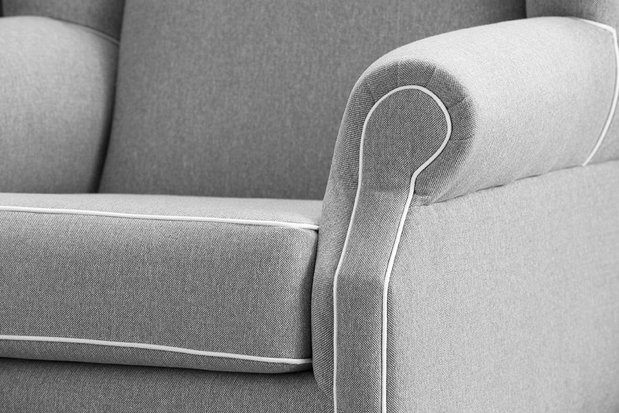 "Aerin" Australian Made Hampton Style Occasional Wing Fabric Armchair Memory Foam, Maine Pewter (RRP $2499) - Image 4