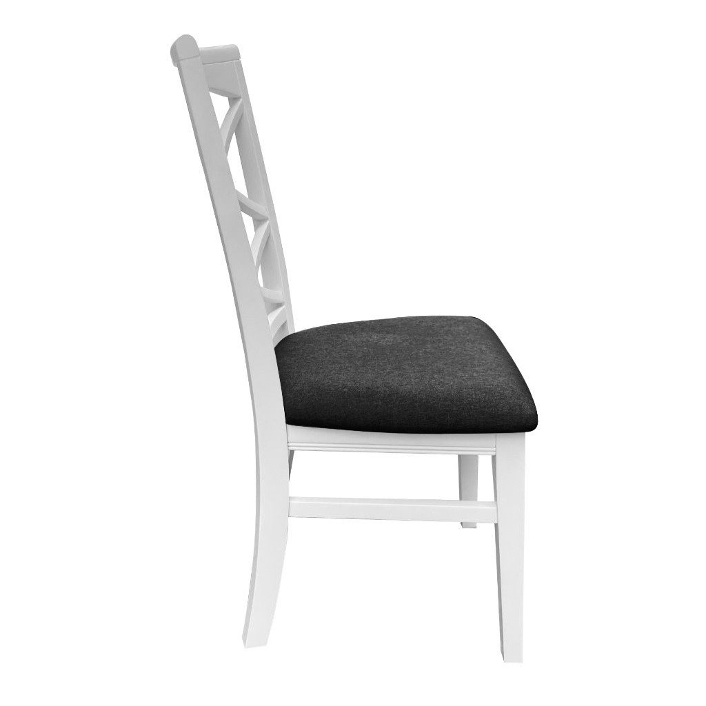 "Montauk" Hamptons Style Chair with Cross Back Detail, Vivid White with Dark Grey cushioned seat (RRP $399) - Image 3