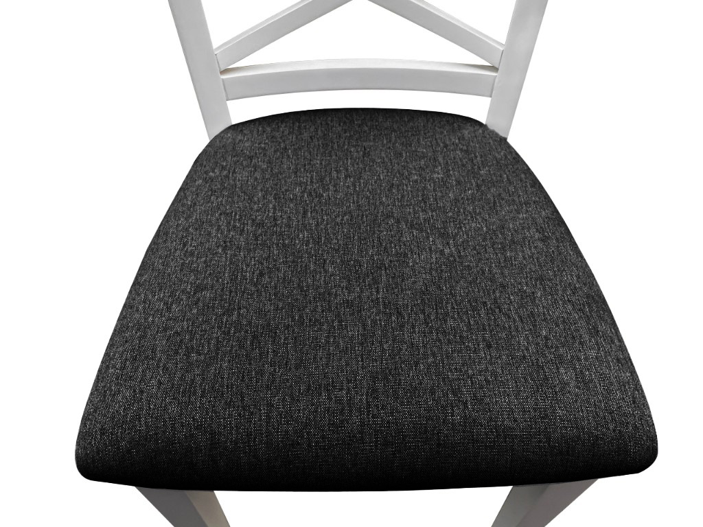 "Montauk" Hamptons Style Chair with Cross Back Detail, Vivid White with Dark Grey cushioned seat (RRP $399) - Image 4