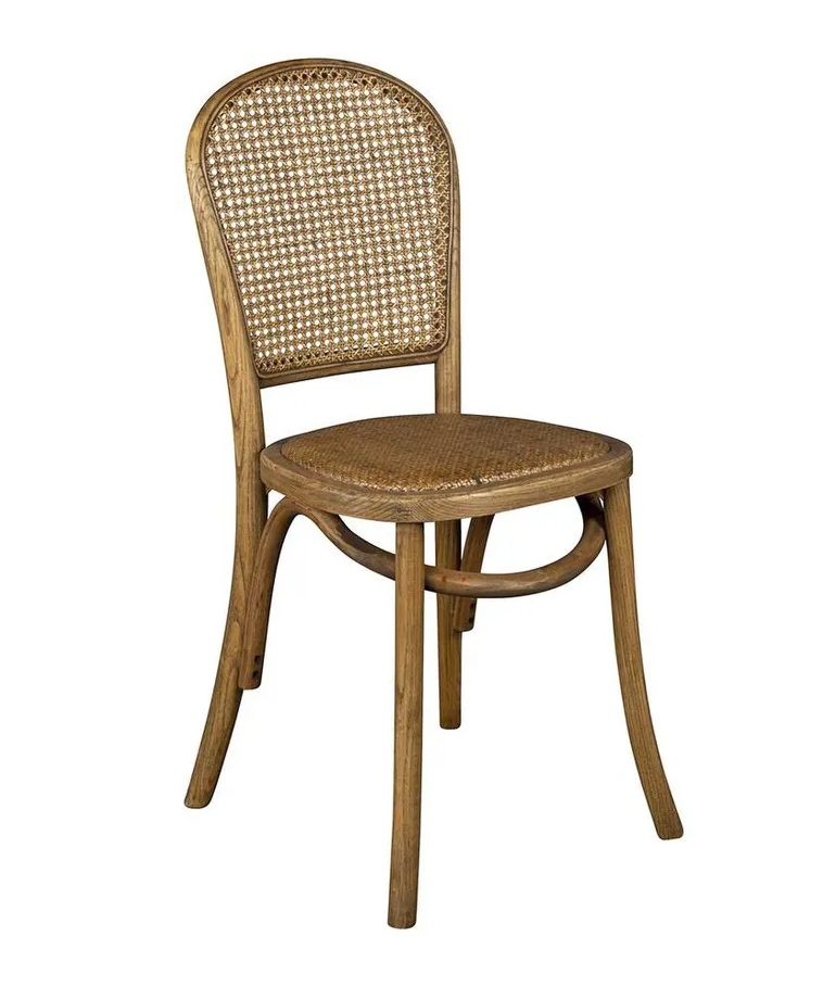 "Denver" Provincial Solid Oak Timber Dining Chair with Rattan Seat, D 43cm W 43cm H 88cm (RRP $499)
