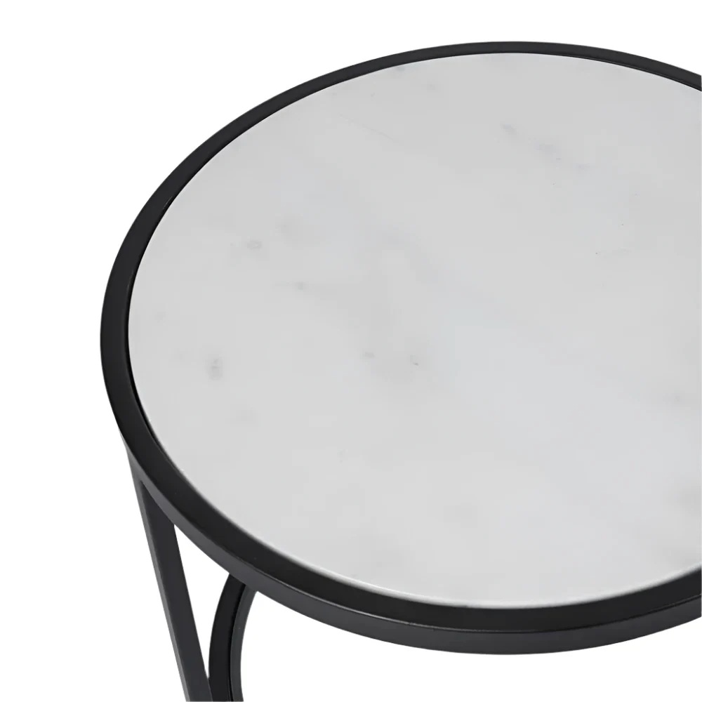 Palladium Black Iron Marble & Glass Side Table, L 50cm W 50cm H 60cm (RRP $699) - Image 2