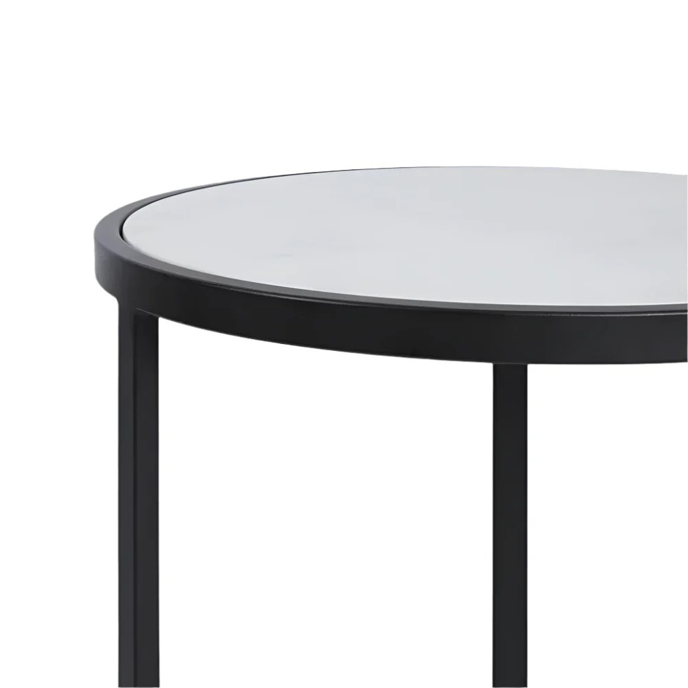 Palladium Black Iron Marble & Glass Side Table, L 50cm W 50cm H 60cm (RRP $699) - Image 3