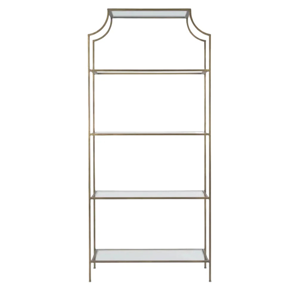 Palladium Brass Iron & Glass Shelf, L 91cm W 38cm H 204.5cm (RRP $1999)