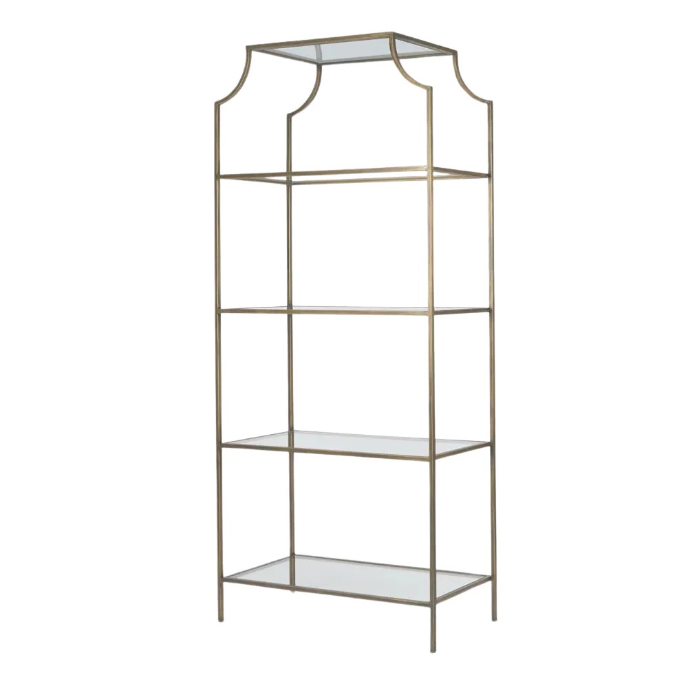 Palladium Brass Iron & Glass Shelf, L 91cm W 38cm H 204.5cm (RRP $1999) - Image 2