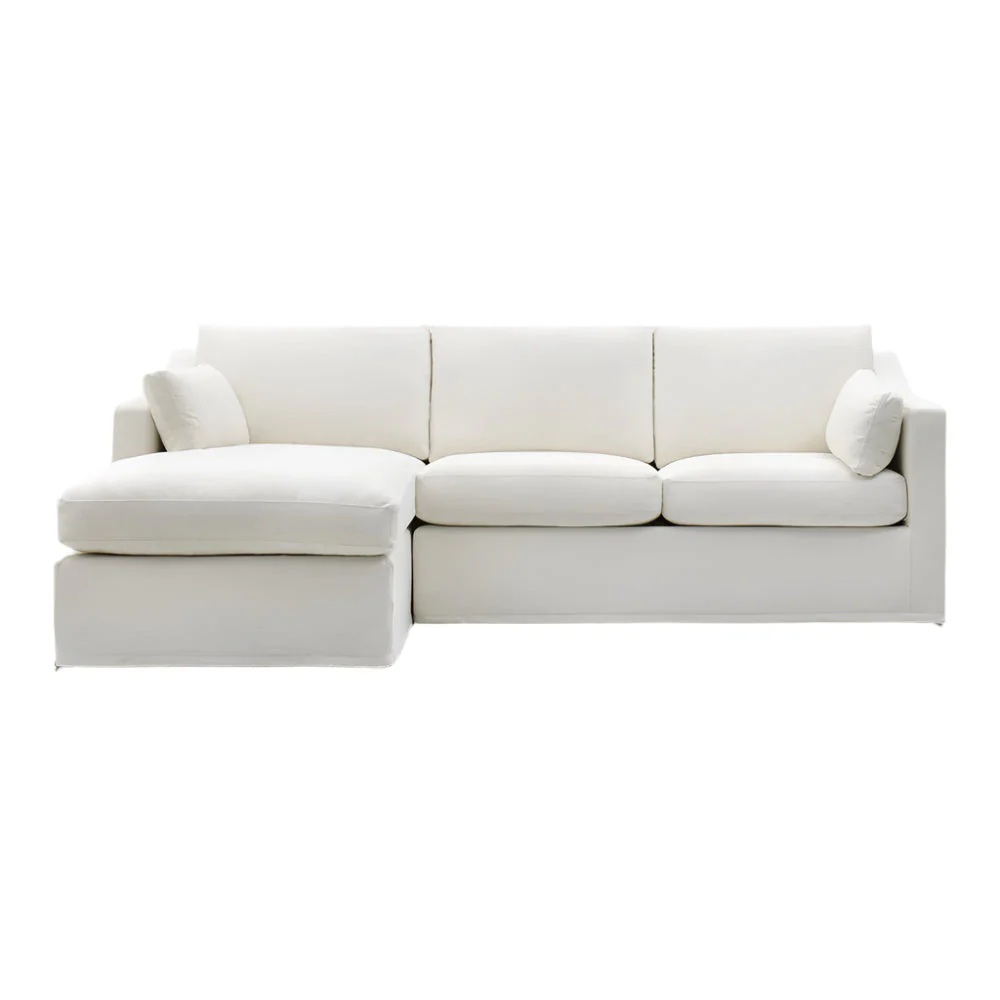 Clovelly Hamptons 3 Seat Left Chaise Sofa Ivory, W: 259 cm D: 166cm H: 80 cm (RRP $4999)