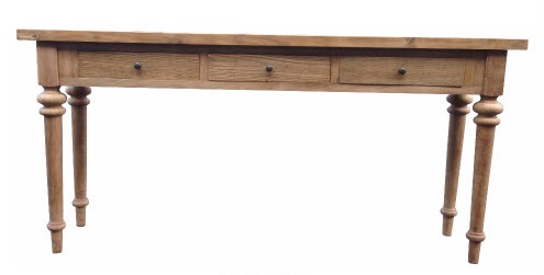 "Marrakesh" Hardwood Parquetry Hall Table with turned legs Recycled Elm, 180cm x 40cm x 85cm (RRP $1499) - Image 6