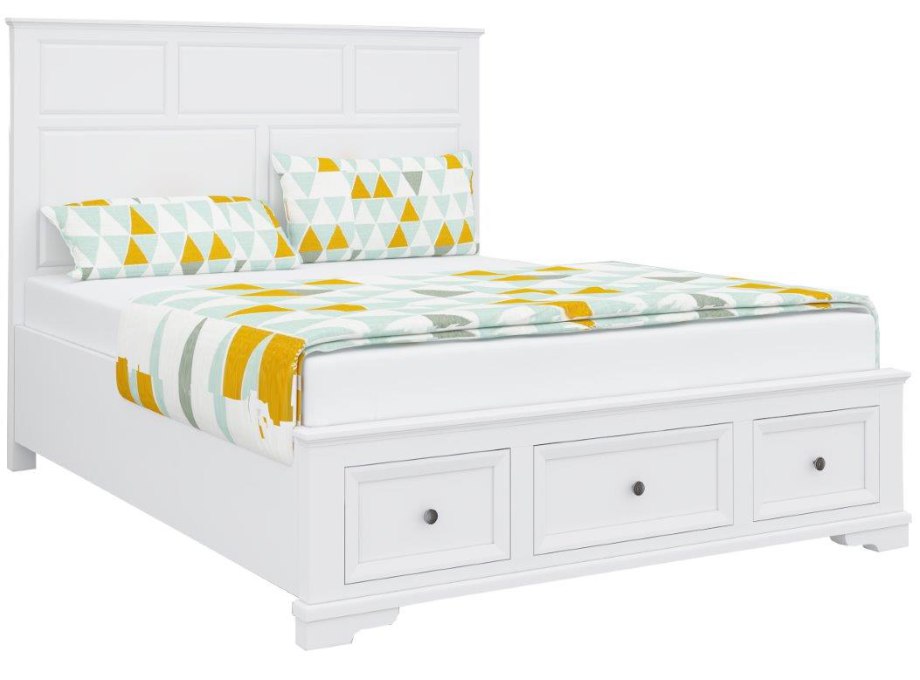 "Emily" Hamptons Style Timber Queen Bedroom 4 Piece Tallboy & Bedsides Package in White (RRP $3999) - Image 3