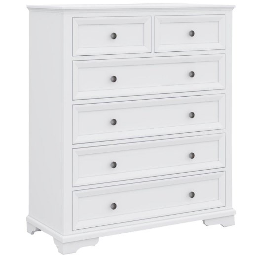 "Emily" Hamptons Style Timber Queen Bedroom 4 Piece Tallboy & Bedsides Package in White (RRP $3999) - Image 4