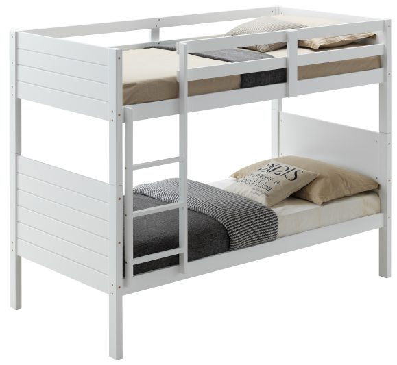 "Dewey" Hamptons Coastal Style Kids Single Over Single Bunk Bed, White (RRP $899)