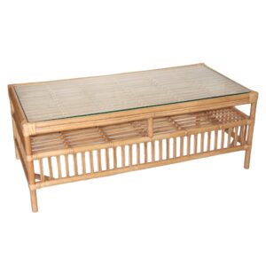wp-image-tigress-19904.jpg "Alfresco" Rattan Coffee Table with Tempered Glass Natural, 120cmL x 60cmW x 45cmH (RRP $799)